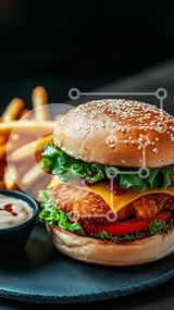 Intra Συλλεκτικό Ξύλινο Παζλ Plywood  4mm - Νόστιμο χάμπουργκερ με τηγανιτές πατάτες Σε Ξύλινο Κουτί - Διαστάσεις: 10x10 cm – 25 κομμάτια