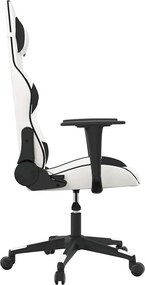 VidaXL Καρέκλα Gaming Μασάζ Λευκό/Μαύρο από Συνθετικό Δέρμα