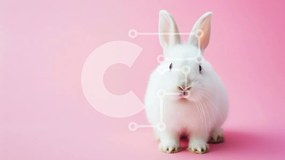 Intra Συλλεκτικό Ξύλινο Παζλ Plywood 4mm - Λευκό κουνέλι σε ροζ φόντο Σε Ξύλινο Κουτί - Διαστάσεις: 10x10 cm – 25 κομμάτια