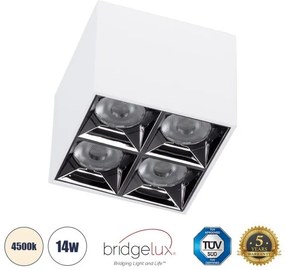 Επίτοιχο Σποτ Downlight LED TrimLess 14W Λευκό Κάτοπτρο Χρωμίου 4500K LUMINAR SUPERIOR 60334 Globostar-60334-Λευκό 60334