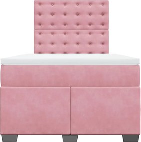 vidaXL Κρεβάτι Boxspring με Στρώμα Ροζ 120x190 εκ. Βελούδινο