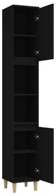 vidaXL Ντουλάπι Μπάνιου Μαύρο 30x30x190 εκ. Επεξεργασμένο Ξύλο