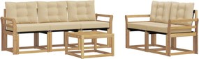 vidaXL Σειρά Καναπέ Εξωτερικού με μαξιλάρι 6 pcs Λευκό και Μπεζ