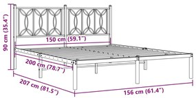 ΠΛΑΙΣΙΟ ΚΡΕΒΑΤΙΟΥ ΜΕ ΚΕΦΑΛΑΡΙ ΜΑΥΡΟ 150 X 200 ΕΚ. ΜΕΤΑΛΛΙΚΟ 376130