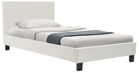 Κρεβάτι Nevil Pu Χρώμα White Ματ Με Ανατομικές Τάβλες 212X106X87Cm 006-000012 Μονό Ξύλο,Τεχνόδερμα