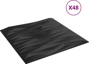 vidaXL Πάνελ τοίχου 48 τμχ. 50 x 50 cm Μαύρη Πέτρα Φελιζόλ XPS