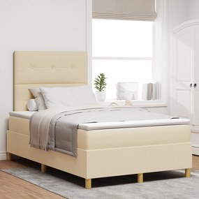 vidaXL Κρεβάτι με ελατήριο και στρώμα Κρεμ 120x200 εκ. Ύφασμα