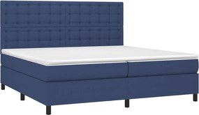 vidaXL Κρεβάτι Boxspring με Στρώμα Μπλε 200x200 εκ. Υφασμάτινο