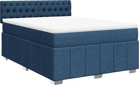 vidaXL Κρεβάτι Boxspring με Στρώμα Μπλε 140x190 εκ. Υφασμάτινο
