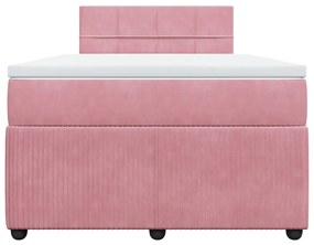 vidaXL Κρεβάτι Boxspring με Στρώμα Ροζ 120x200 εκ. Βελούδινο