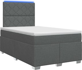 vidaXL Κρεβάτι box spring με στρώμα Σκούρο Γκρι 120 x 200 cm Ύφασμα