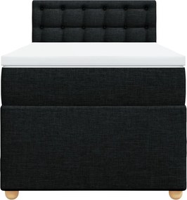 vidaXL Κρεβάτι Boxspring με Στρώμα Μαύρο Single Υφασμάτινα