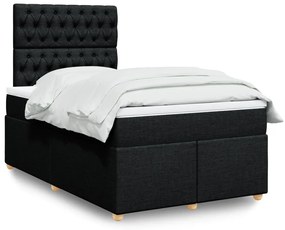 vidaXL Κρεβάτι Boxspring με Στρώμα Μαύρο 120x200 εκ. Υφασμάτινο