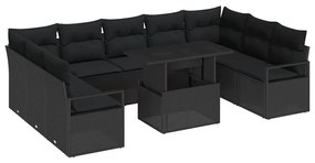vidaXL Σετ Καναπέ Κήπου με αποθήκευση 10 pcs Μαύρο Πολυ ράταν