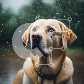 Intra Συλλεκτικό Ξύλινο Παζλ Plywood 4mm - Χρυσός σκύλος Λαμπραντόρ που κάθεται στη βροχή Σε Ξύλινο Κουτί - Διαστάσεις: 10x10 cm – 25 κομμάτια