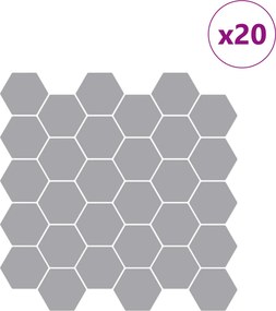 vidaXL Εξάγωνο Πλακάκι 20 τεμ. Γκρι 30 x 30 cm Πολυουρεθάνη και PET