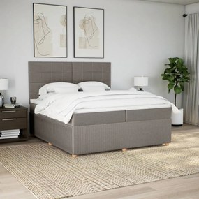 vidaXL Κρεβάτι Boxspring με Στρώμα Taupe 200x200 εκ. Υφασμάτινο