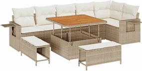 vidaXL Σετ Καναπέ Κήπου 9 pcs Μπεζ συνθετικό ρατάν