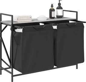 vidaXL Καλάθι Απλύτων με 2 Θέσεις και Ράφι, Γκρι Sonoma