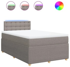 vidaXL Κρεβάτι Boxspring με Στρώμα Taupe 120x190 εκ. Υφασμάτινο