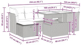 Καναπές Σετ 7 Τεμαχίων Μαύρο Συνθετικό Ρατάν με Μαξιλάρια - Μαύρο