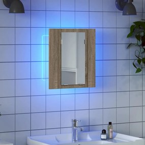 vidaXL Ντουλάπι Μπάνιου με Καθρέφτη &amp; LED Sonoma Δρυς Ακρυλικός
