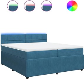 vidaXL Κρεβάτι Boxspring με Στρώμα Μπλε 200x200 εκ. Βελούδινο