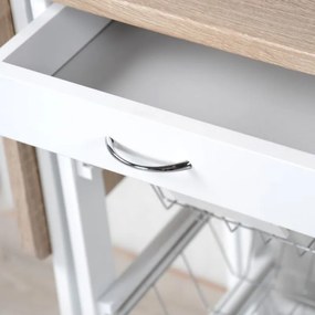 Καροτσάκι σέρβις με επεκτεινόμενη οροφή KESPER 25817, 2 αναδιπλούμενες οροφές, Τροχοπέδηση, Λευκό/καφέ