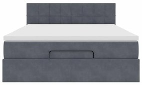 vidaXL Οθωμανικό κρεβάτι με στρώμα σκούρο γκρι 140x190cm Βελούδο