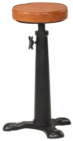 Σκαμπό Μπαρ 2 τεμ. Καφέ από Γνήσιο Δέρμα και Χυτοσίδηρο 288087