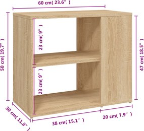 vidaXL Βοηθητικό Ντουλάπι Sonoma Δρυς 60 x 30 x 50 εκ. από Επεξ. Ξύλο