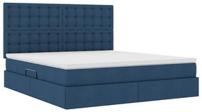 vidaXL LED Κρεβάτι αποθήκευσης με στρώμα Μπλε 160 x 200 cm Ύφασμα