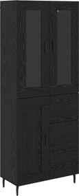 vidaXL Highboard με συρτάρι 2 pcs Μαύρη Οξυά Επεξεργασμένο ξύλο