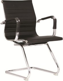 BF3300V Πολυθρόνα Γραφείου Επισκέπτη, Μέταλλο Βάση Χρώμιο PU Μαύρο   2τμχ