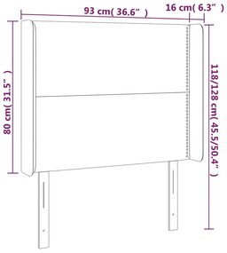 Κεφαλάρι με Πτερύγια Σκούρο Γκρι 93x16x118/128εκ.Βελούδινο - Γκρι