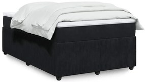 vidaXL Κρεβάτι Boxspring με Στρώμα Μαύρο 120x190 εκ. Βελούδινο