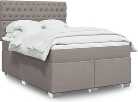 vidaXL Κρεβάτι Boxspring με Στρώμα Taupe 140x190 εκ. Υφασμάτινο