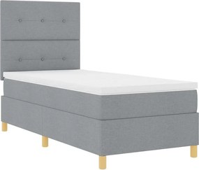vidaXL LED Κρεβάτι με βάθρο Ανοιχτό γκρι 90 x 190 cm ύφασμα