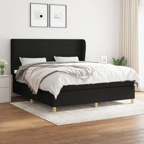 Κρεβάτι Boxspring με Στρώμα Μαύρο 160x200 εκ. Υφασμάτινο - Μαύρο