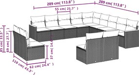 vidaXL Σετ Καναπέ Κήπου 13τεμ Μπεζ Συνθ. Ρατάν με Μαξιλάρια
