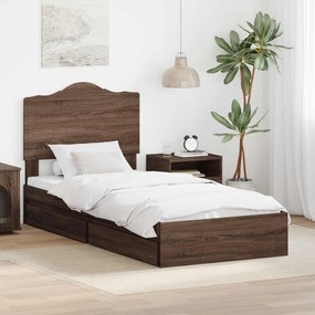 vidaXL Κρεβάτι Αποθήκης Καφέ δρυς 70 x 190 cm Επεξεργασμένο ξύλο