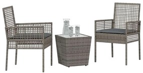 vidaXL Σετ επίπλων κήπου 3 τεμαχίων  με γκρι μαξιλάρια