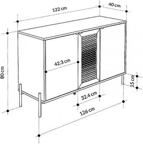 Μπουφές Naive Megapap χρώμα sapphire oak 126x40x80εκ.