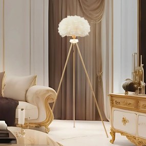 Stewehome Λαμπατέρ Δαπέδου Χρυσό Τρίποδο με Φτερωτό Καπέλο 60x148x148 cm