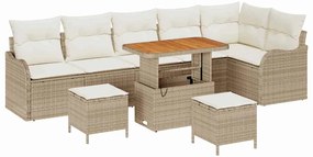 vidaXL Σετ Καναπέ Κήπου Ρυθμιζόμενο ύψος 9 pcs Μπεζ συνθετικό ρατάν