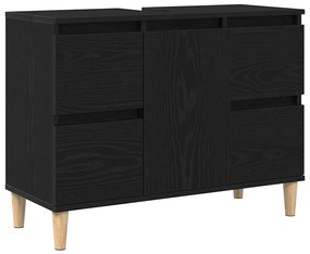 vidaXL Σετ Επίπλων Μπάνιου με συρτάρι 3 pcs Μαύρο 30 x 30 x 180 cm