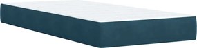 vidaXL Κρεβάτι Boxspring με Στρώμα Μπλε 90x200 εκ. Βελούδινο