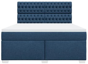 vidaXL Κρεβάτι Boxspring με Στρώμα Μπλε 180x200 εκ. Υφασμάτινο