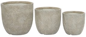Σετ ζαρντινιέρων Home ESPRIT Μπεζ Fiberglass Μαγνήσιο 44,5 x 44,5 x 43 cm (3 Μονάδες)