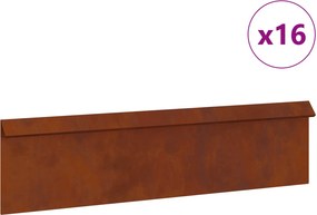 vidaXL Φράκτης σαλιγκαριών 16 τμχ. 100 x 3,5 x 25 εκ Σκ rusty